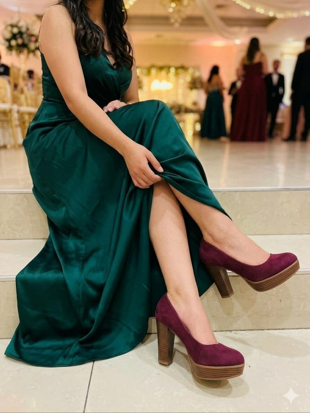 Red Wing Shoes Burgundy Suede Platform Block Heels